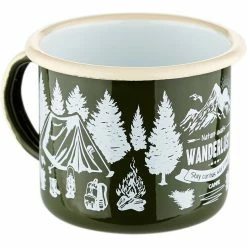 CAMPZ Wanderlust Enamel Mug forrest green/white/cream -Cups & Mugs Sales Store campz wanderlust enamel mug forrest green white cream 2